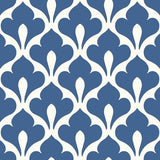 Seabrook Grenada Prussian Blue And White Wallpaper