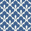 Seabrook Grenada Prussian Blue And White Wallpaper