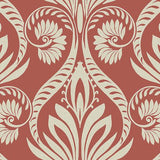 Seabrook Bonaire Scarlet Red And Off-White Wallpaper