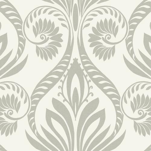 Seabrook Bonaire Metallic Silver And White Wallpaper