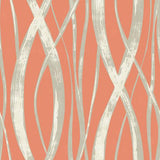 Seabrook Barbados Portland Orange, Gray, And White Wallpaper