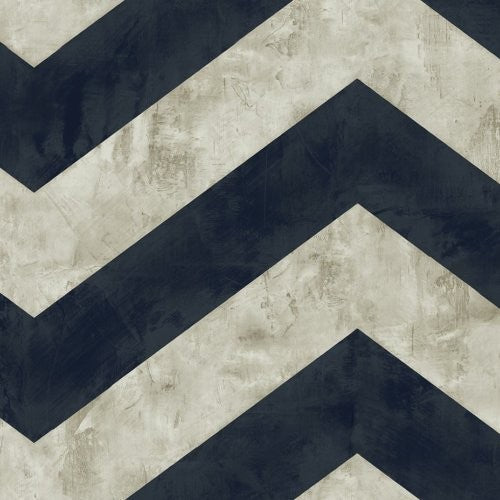 Seabrook Hubble Chevron Metallic Midnight Blue Wallpaper