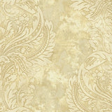 Seabrook Newton Damask Metallic Gold And Off-White Wallpaper