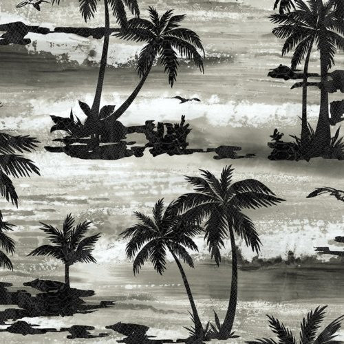 Seabrook Moseley Palm Trees Black And Grey Wallpaper