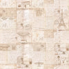 Seabrook Columbus Script Warm Beige, Bone, And Orange Wallpaper