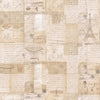 Seabrook Columbus Script Antique Parchment, Ivory, And Denim Blue Wallpaper