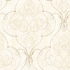 Seabrook Fremont Damask Bone White, Pearl, And Gold Wallpaper