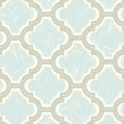 Seabrook Racetrack Ogee Gray And Powder Blue Wallpaper