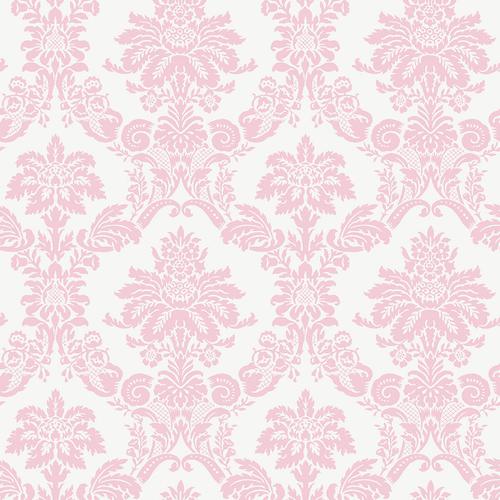 Seabrook Glitter Damask Bubblegum And White Wallpaper