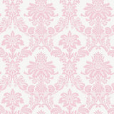 Seabrook Glitter Damask Bubblegum And White Wallpaper