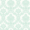 Seabrook Glitter Damask Teal And White Wallpaper