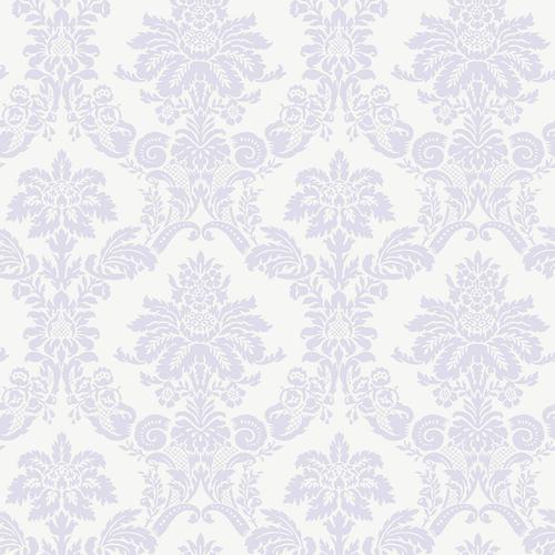 Seabrook Glitter Damask Lilac And White Wallpaper