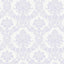 Seabrook Glitter Damask Lilac And White Wallpaper