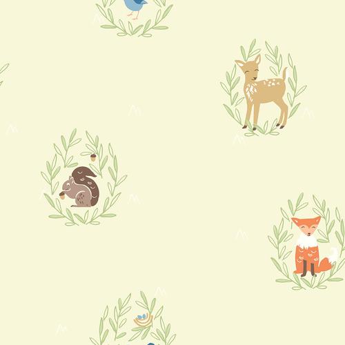 Seabrook Furry Friends Light Lemon Wallpaper