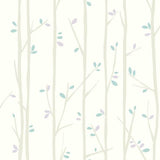Seabrook Tree Top Gray, Lilac, And Sky Blue Wallpaper