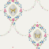Seabrook Flutter Butterfly Gold, Glitter White, And Metallic Silver Wallpaper