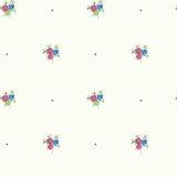 Seabrook Little Posy Raspberry And Prussian Blue Wallpaper