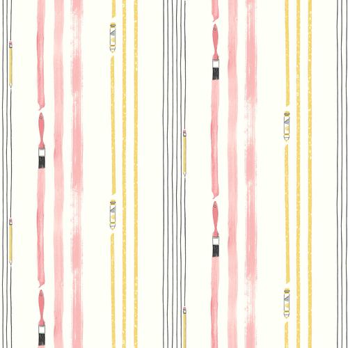 Seabrook Outside The Lines Bubblegum And Gold Wallpaper