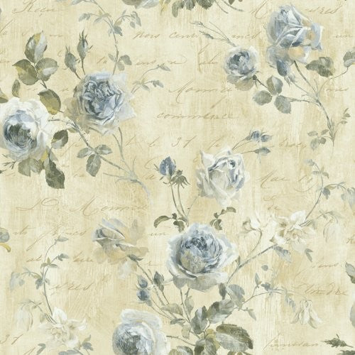 Seabrook Charleston Floral Antique Blue Wallpaper