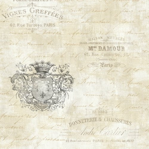 Seabrook Charleston Labels Warm Charcoal Wallpaper