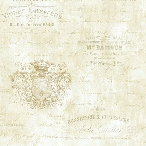 Seabrook Charleston Labels Soft Neutral Wallpaper