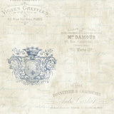 Seabrook Charleston Labels Sea Blue Wallpaper