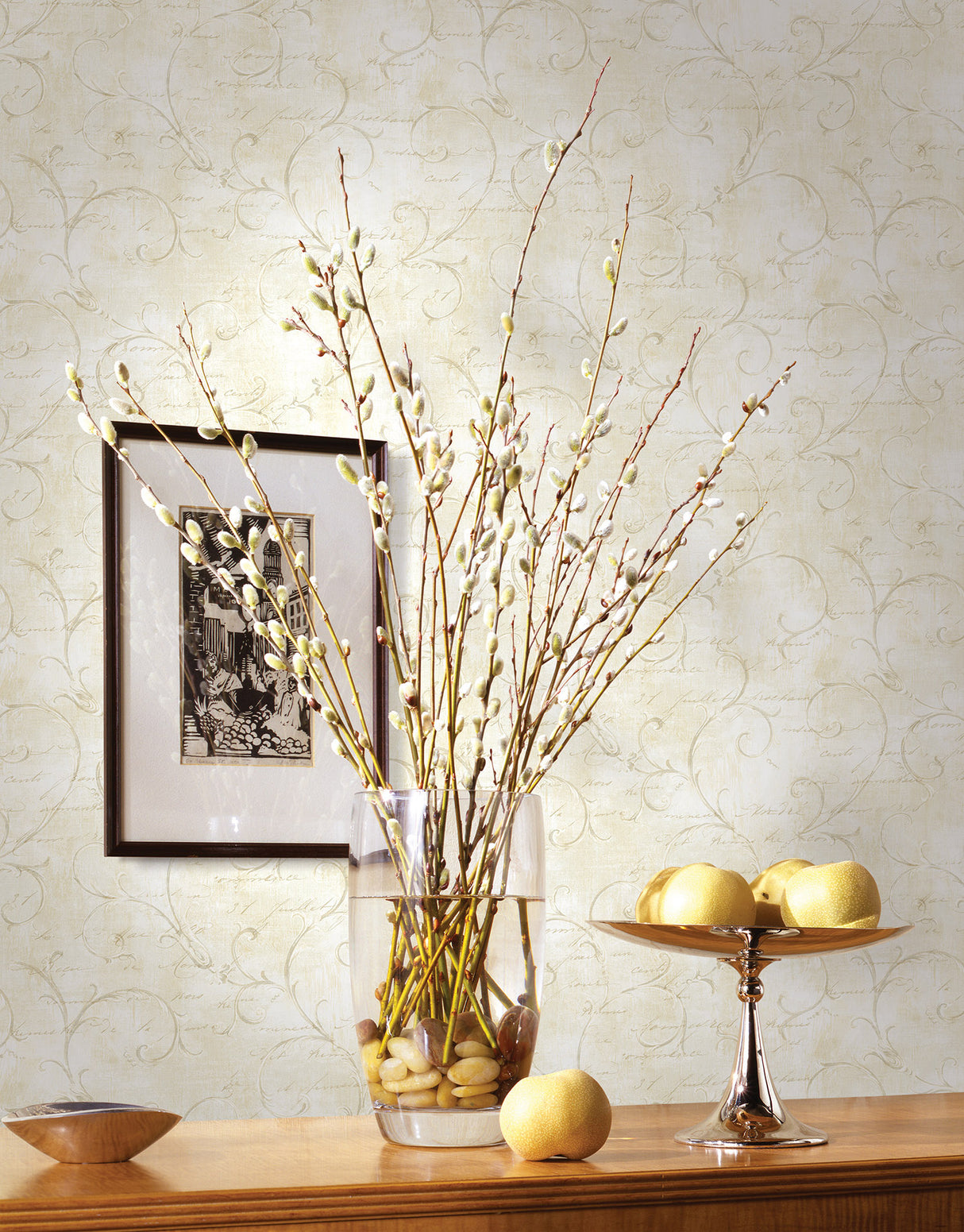 Seabrook Charleston Scroll Fawn Wallpaper