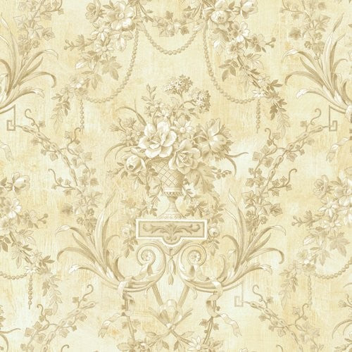 Seabrook Charleston Damask Buff Wallpaper