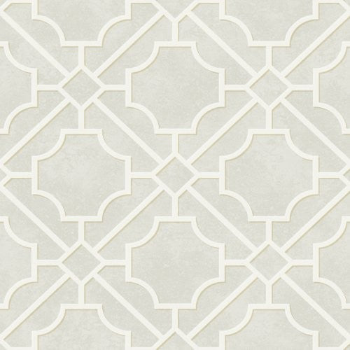 Seabrook Hollywood Tile Gray Gardens Wallpaper