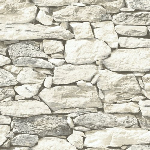 Seabrook New York Fieldstone White Wash Wallpaper