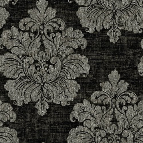 Seabrook New York Damask Charcoal Wallpaper