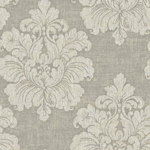 Seabrook New York Damask Soft Gray Wallpaper