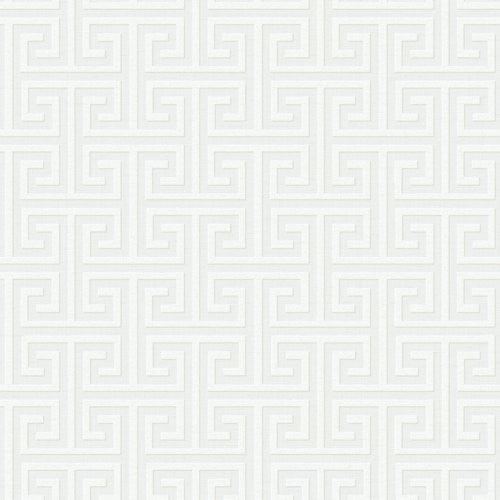 Seabrook New York Greek Key Light White Wallpaper