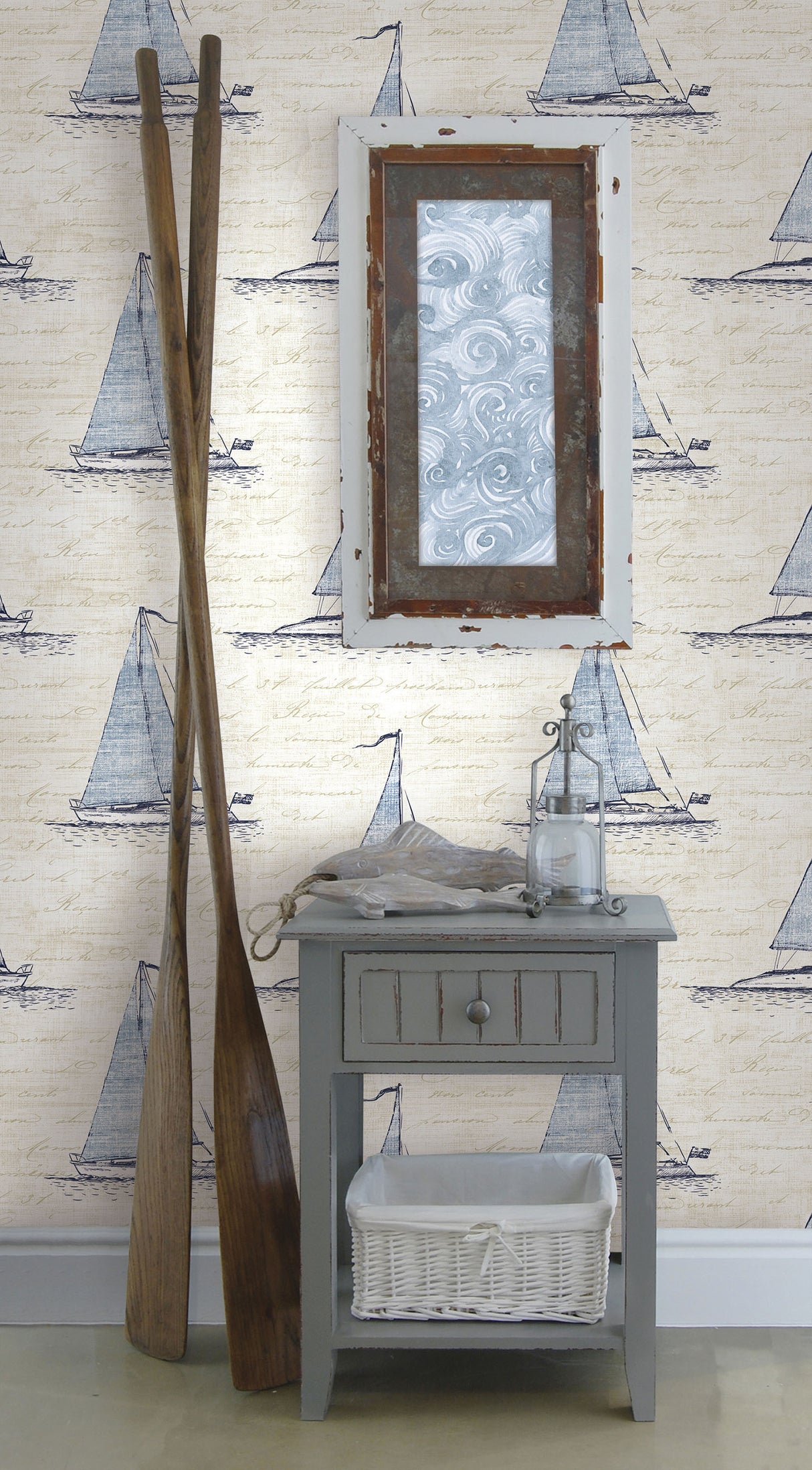 Seabrook Nantucket Navy Wallpaper