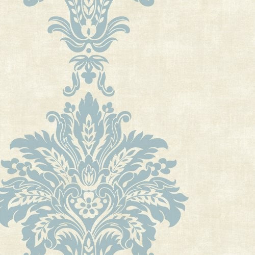Seabrook Hollywood Damask Sea Blue Wallpaper