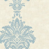 Seabrook Hollywood Damask Sea Blue Wallpaper