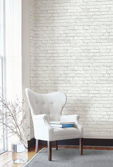 Seabrook Vintage White Brick Off-White Wallpaper