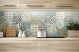 Seabrook Morocaan Tile Blue & Copper Wallpaper