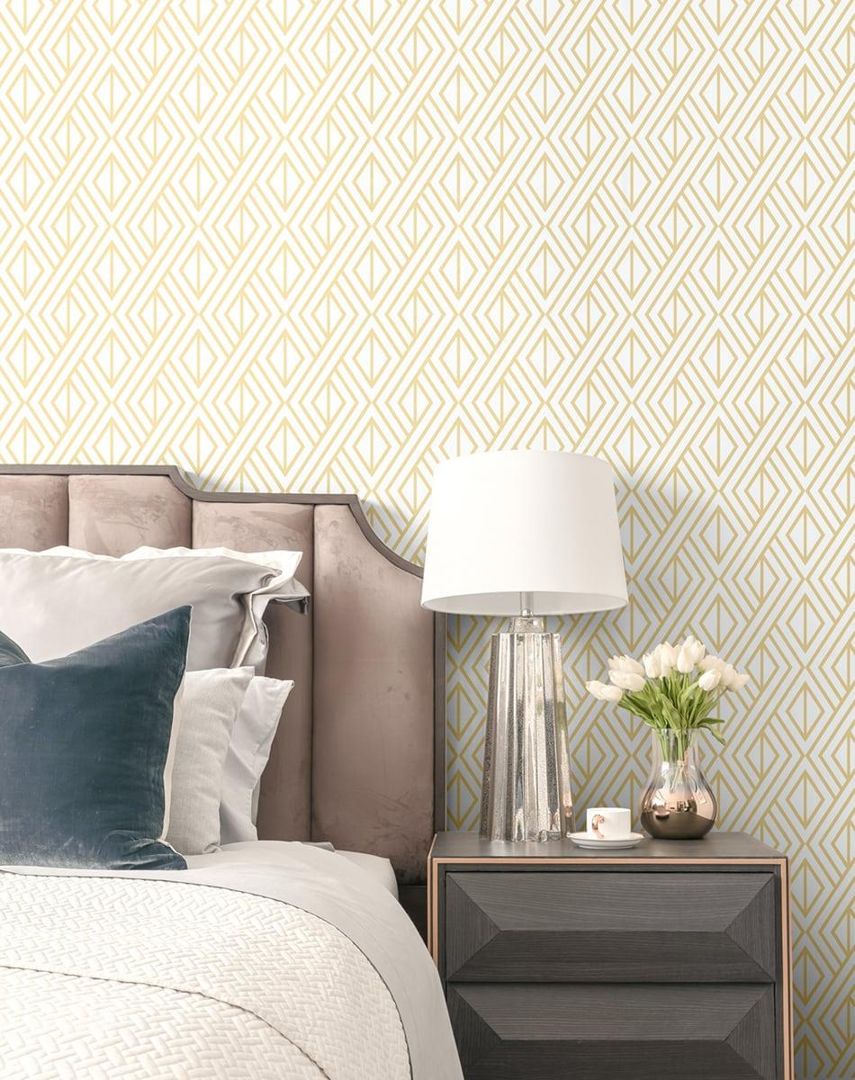 Seabrook Gold Diamond Geometric Metallic Gold Wallpaper
