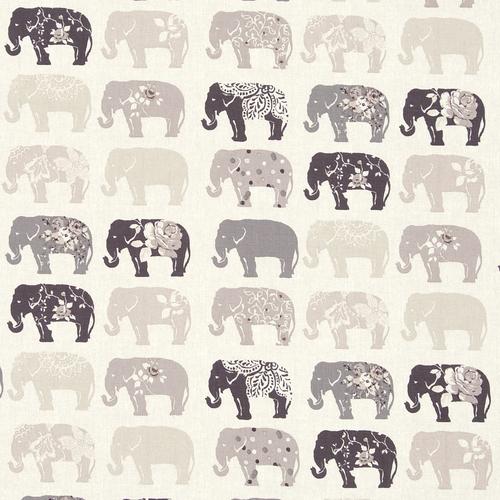 Clarke & Clarke ELEPHANTS NATURAL Fabric