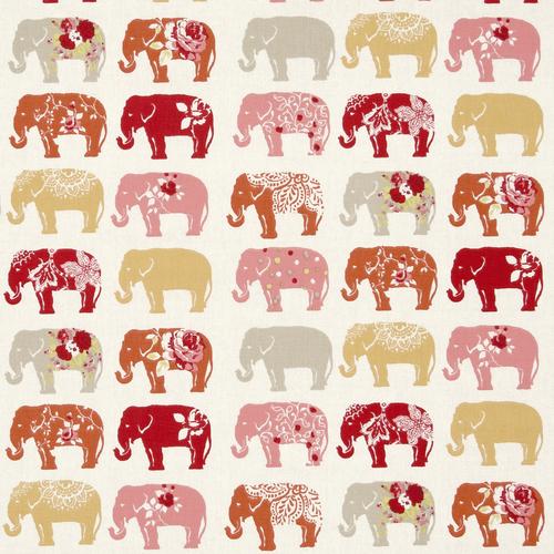Clarke & Clarke ELEPHANTS SPICE Fabric