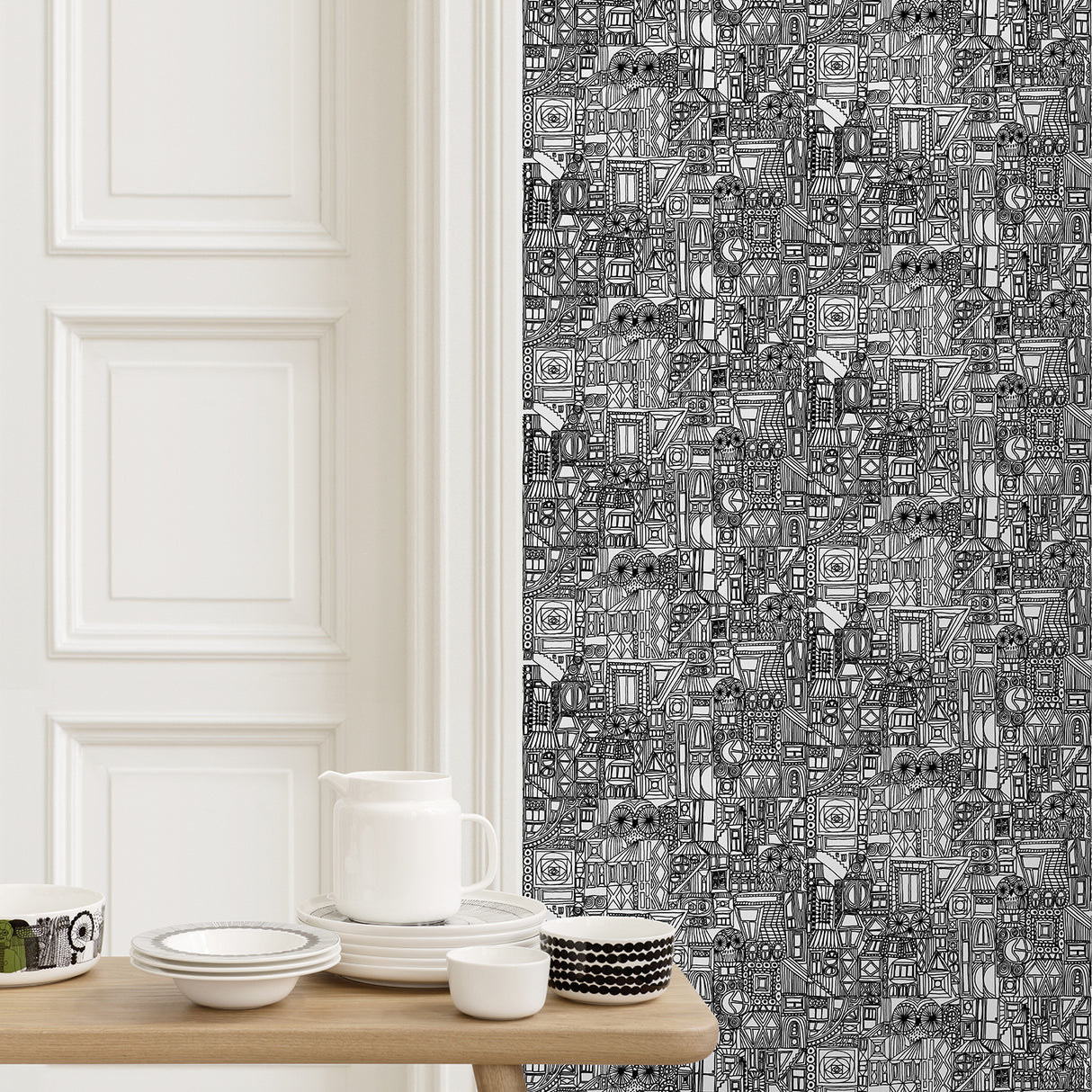 Marimekko Bubi Ebony And Eggshell Wallpaper