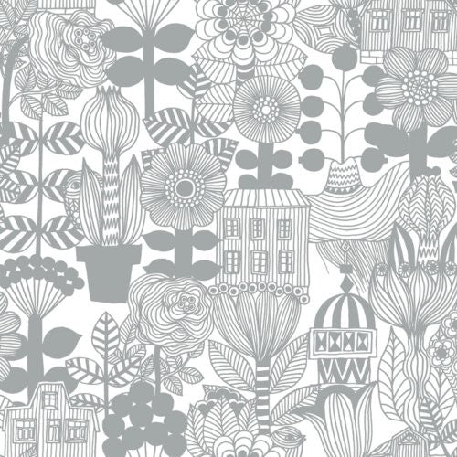 Marimekko Lintukoto Gray And Off-White Wallpaper