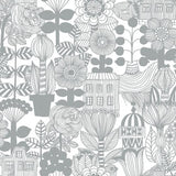Marimekko Lintukoto Gray And Off-White Wallpaper