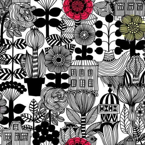 Marimekko Lintukoto Ebony And Off-White Wallpaper