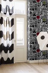 Marimekko Lintukoto Ebony And Off-White Wallpaper