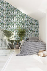 Marimekko Pieni Tiara Emerald, Jade, And Light Blue Wallpaper