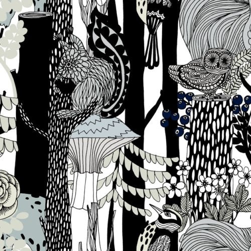 Marimekko Pikkuveljekset Ebony And Steel Gray Wallpaper