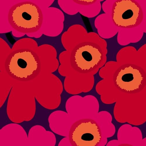 Marimekko Unikko Fuchsia And Plum Wallpaper