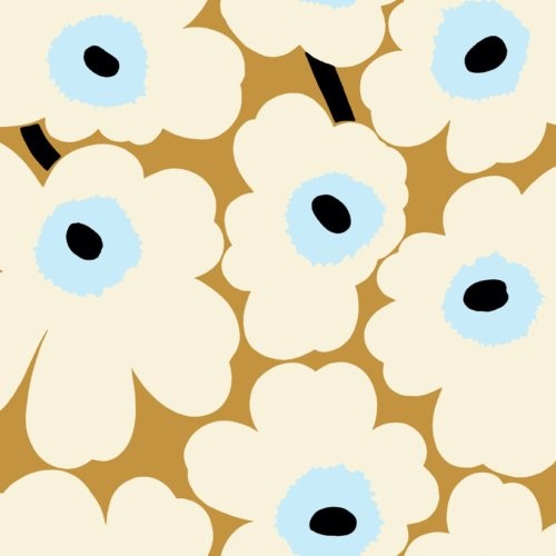 Marimekko Unikko Mustard And Sky Blue Wallpaper